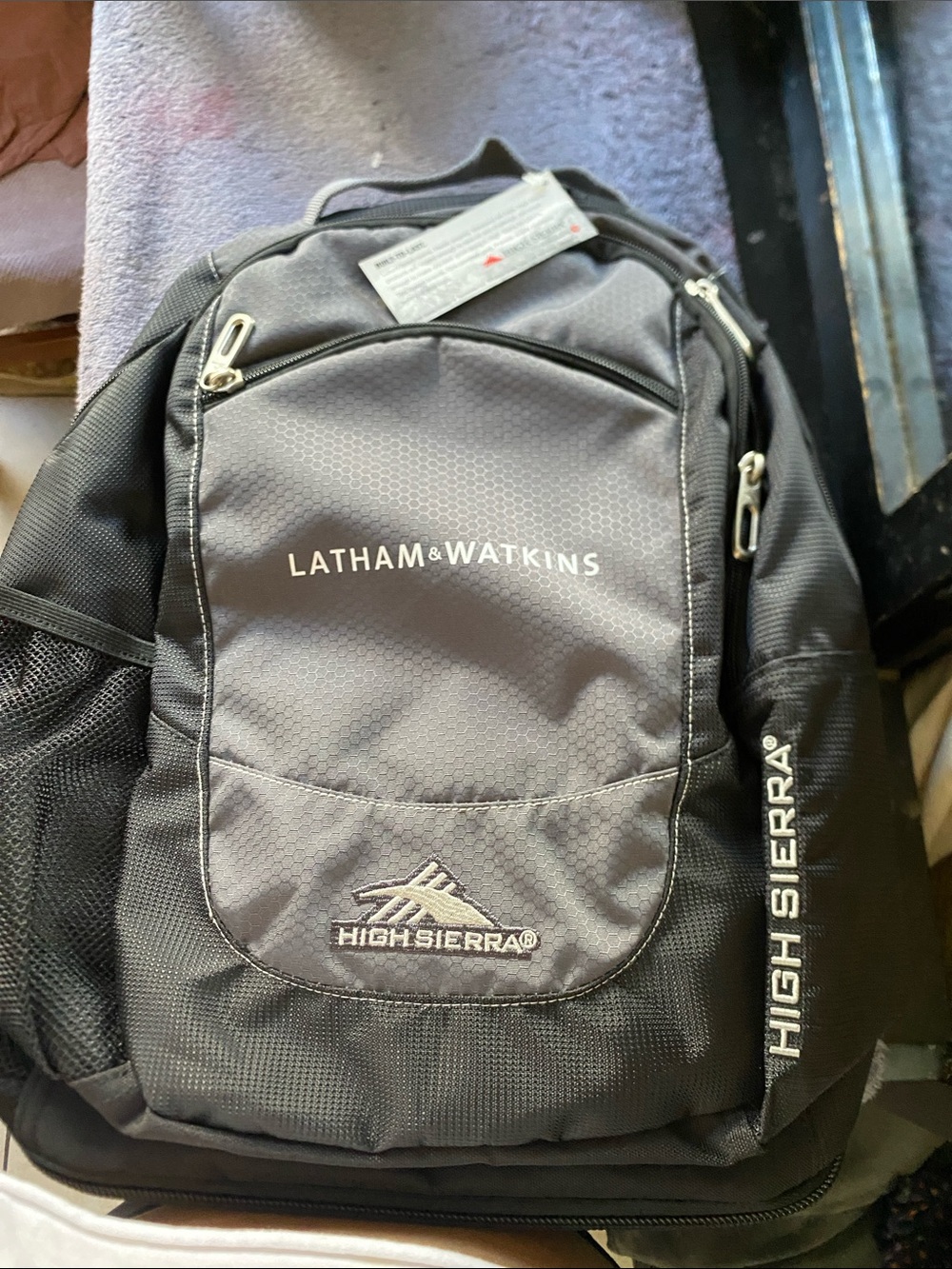 High Sierra Black & Gray Latham & Watkins Logo Backpack